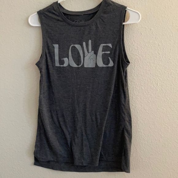 COLD RUSH “LOVE” DARK GREY TANK TOP SIZE S - Picture 1 of 2
